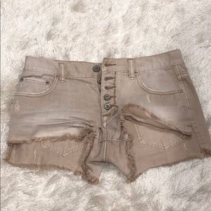 Free People Beige Denim Shorts